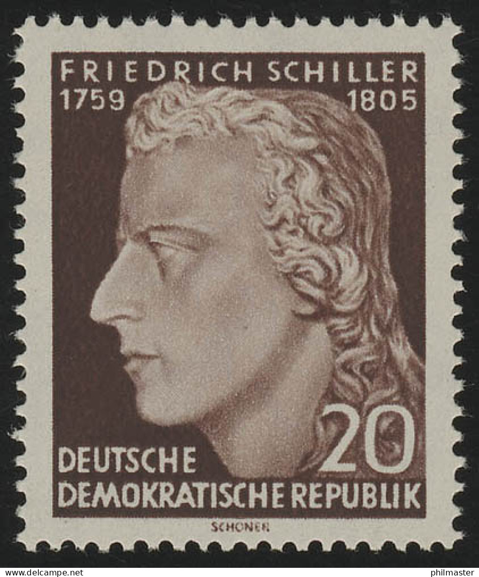 466A Friedrich Schiller 20 Pf, Gezähnt, ** Postfrisch - Neufs