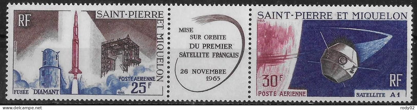 SAINT PIERRE ET MIQUELON - LANCEMENT DU PREMIER SATELLITE FRANCAIS - PA 34A - NEUF** MNH - Unused Stamps