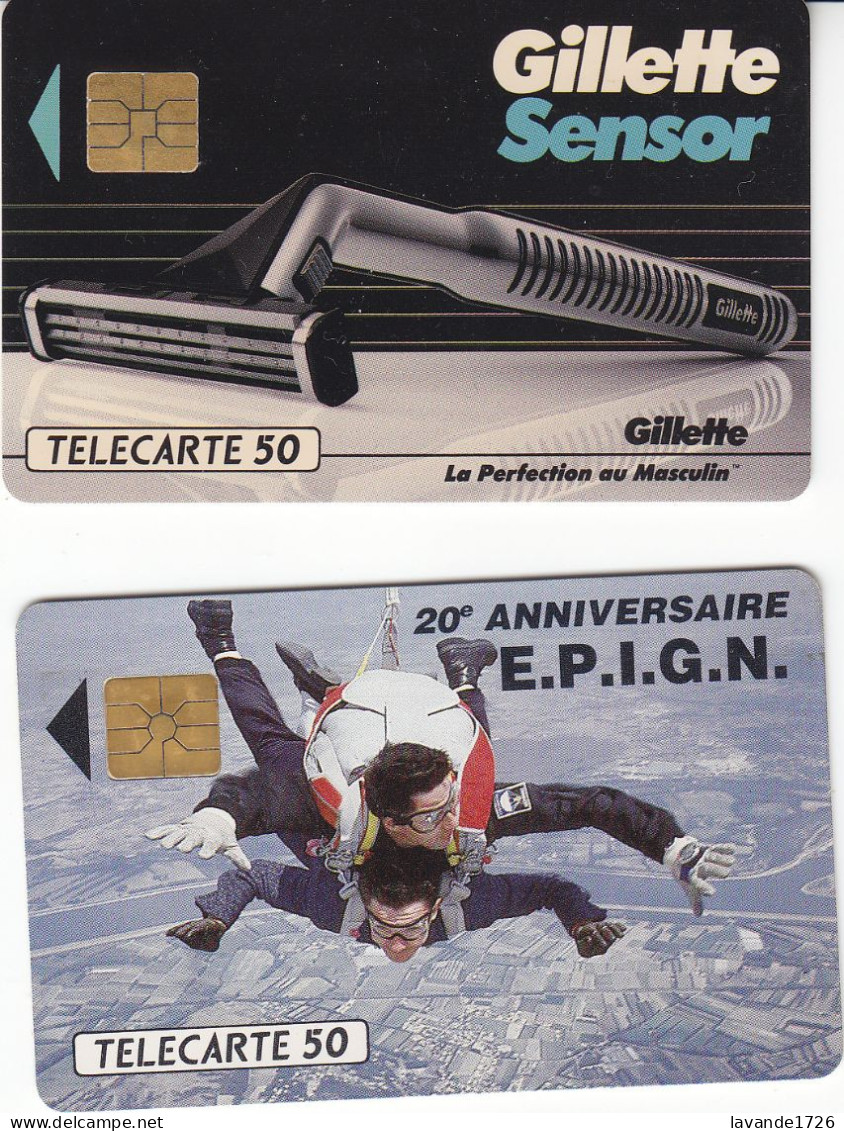 Lot De Cartes 50 Unités "GILETTE" 10/91    "20e Anniv De E.P.I.G.N"  08/91 - Telefoonkaarten Voor Particulieren