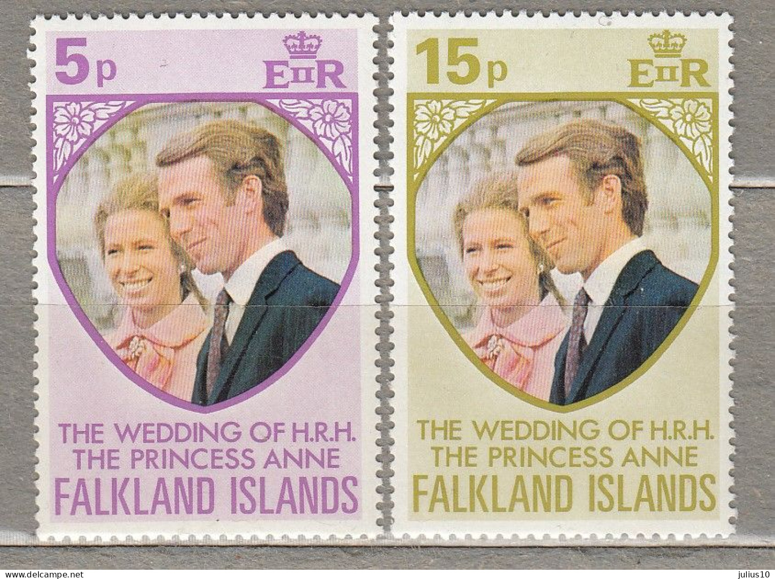 FALKLAND ISLANDS 1973 Princess Anne Wedding MNH(**) Mi 220-221  #33816 - Falkland