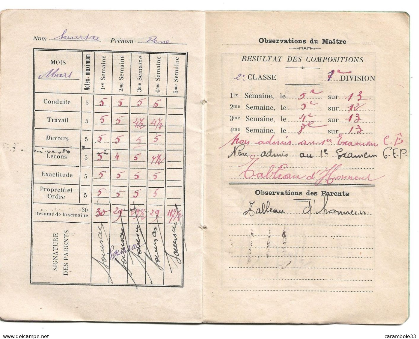 ECOLE LIBRE DE GARCONS   BRIVE  (Correze) Carnet  De Correspondance   1937/38   (1443) Pas De Manque - Diplome Und Schulzeugnisse