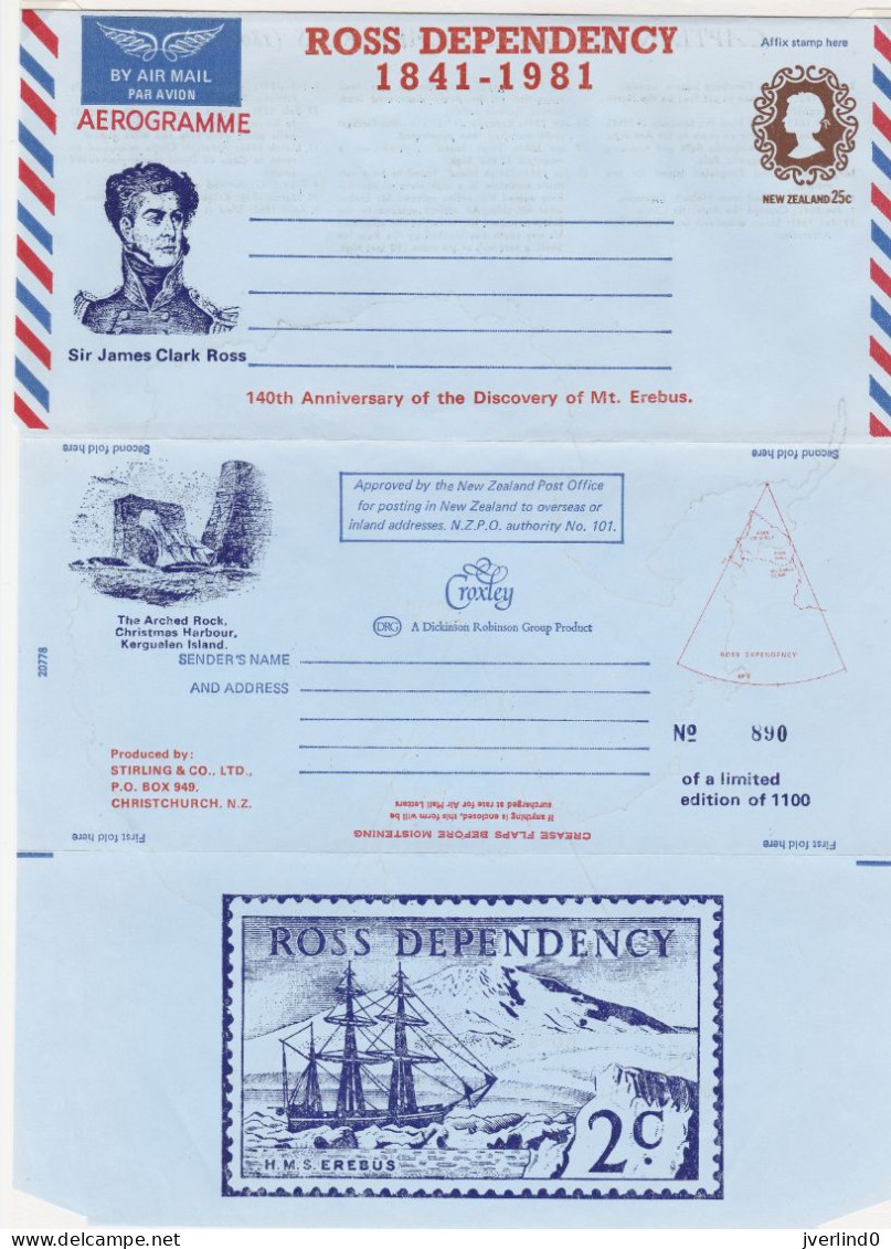 Aerogramme Ross Dependency James Clark Ross - Unused Stamps