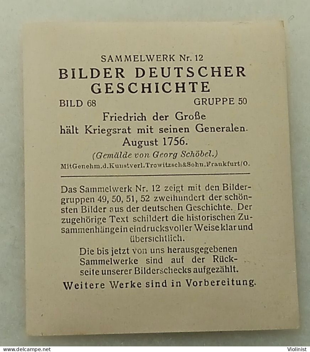 Bilder Deutscher Geschichte-Friedrich Der Große Halt Kriegsrat Mit Seinen Generalen-August 1756. - Histoire