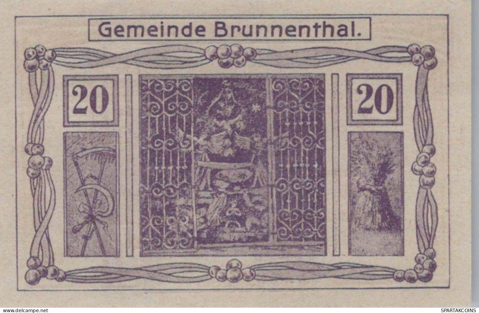 20 HELLER 1920 Stadt BRUNNENTHAL Oberösterreich Österreich Notgeld Papiergeld Banknote #PG576 - [11] Emisiones Locales