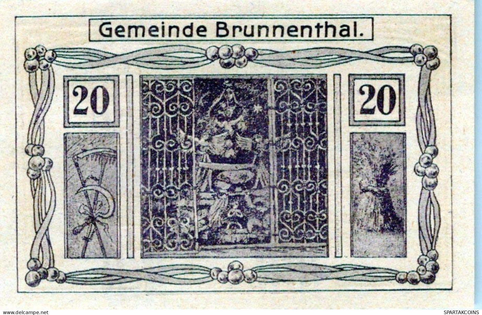 20 HELLER 1920 Stadt BRUNNENTHAL Oberösterreich Österreich Notgeld Papiergeld Banknote #PG576 - [11] Emisiones Locales