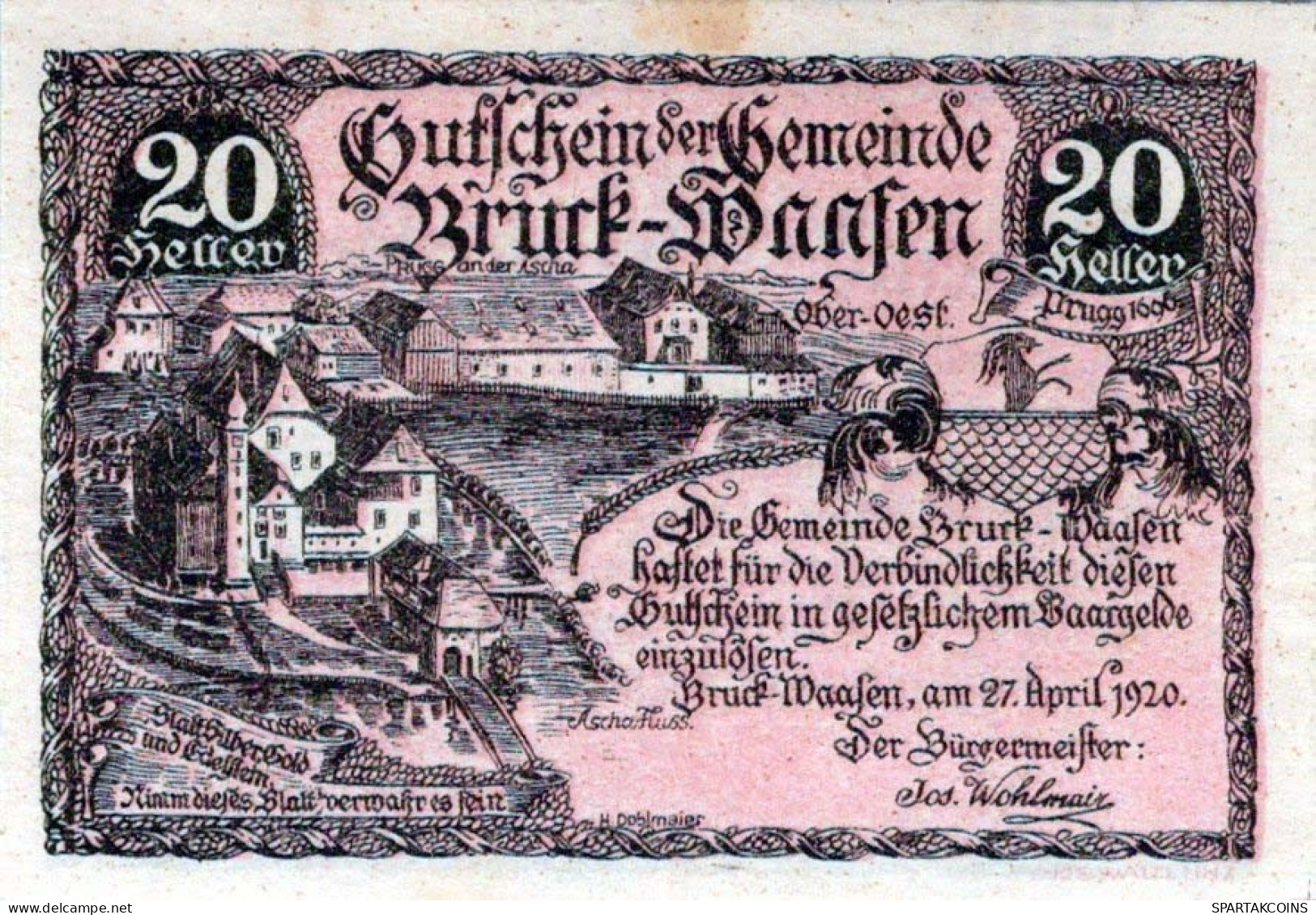 20 HELLER 1920 Stadt BRUCK-WAASEN Oberösterreich Österreich Notgeld #PF168 - [11] Emisiones Locales