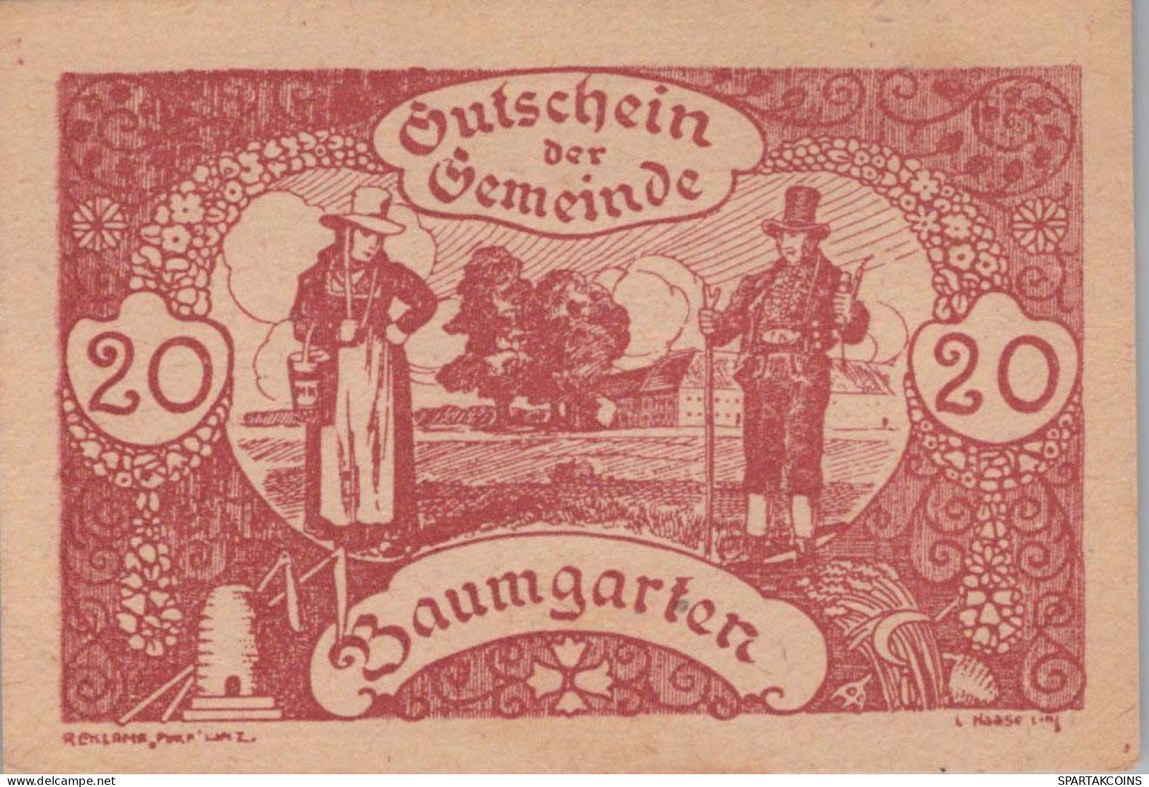 20 HELLER 1920 Stadt BAUMGARTEN Oberösterreich Österreich Notgeld #PF112 - [11] Emisiones Locales