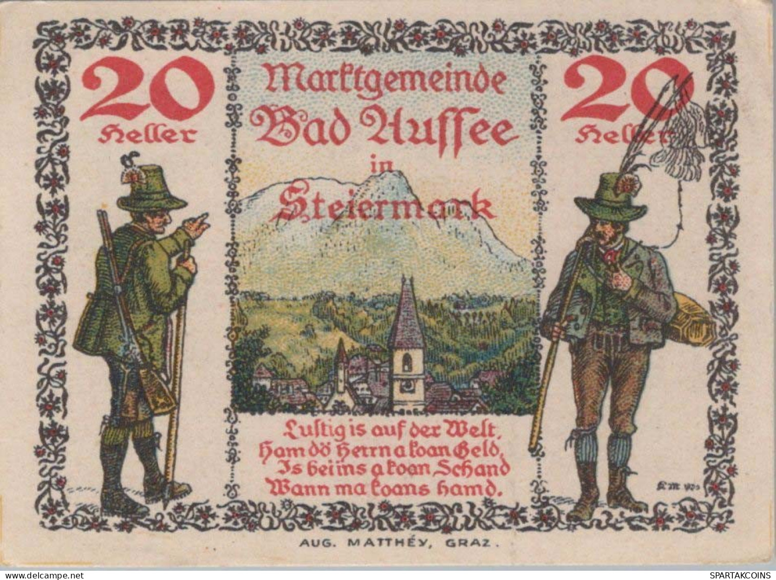20 HELLER 1920 Stadt BAD AUSSEE Styria Österreich Notgeld Banknote #PF364 - [11] Emisiones Locales