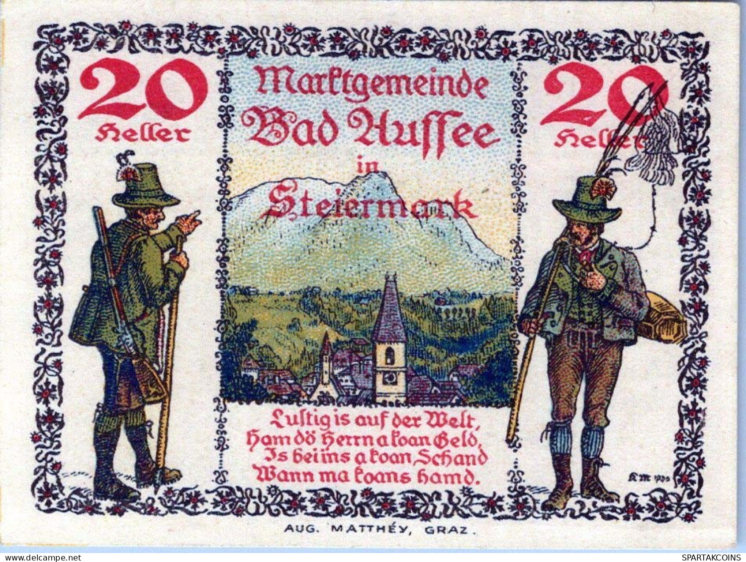 20 HELLER 1920 Stadt BAD AUSSEE Styria Österreich Notgeld Banknote #PE793 - [11] Emisiones Locales