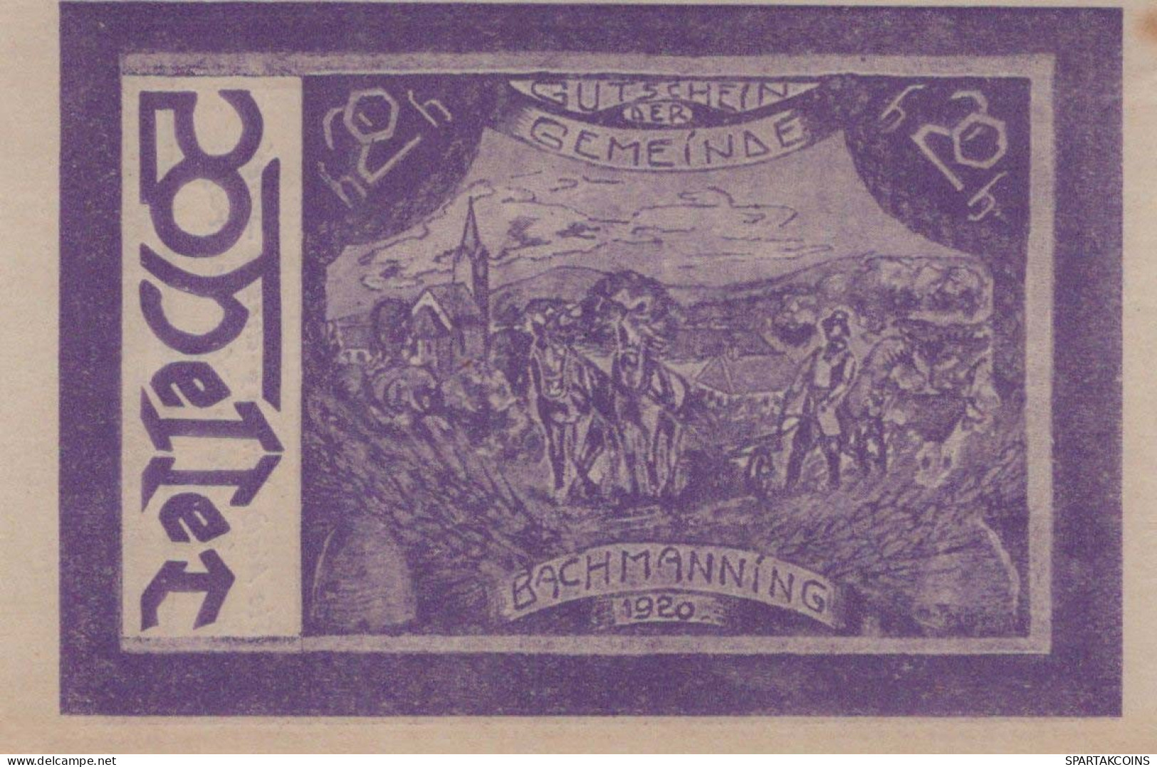 20 HELLER 1920 Stadt BACHMANNING Oberösterreich Österreich UNC Österreich Notgeld #PJ211 - [11] Emisiones Locales