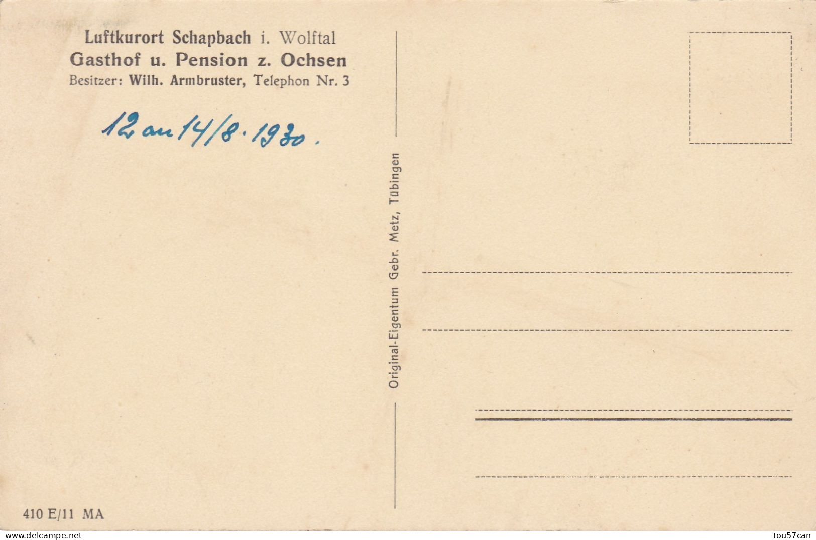 SCHAPBACH  -  BAD RIPPOLLDSAU   -   BADEN-WÜRTTEMBERG   -   DEUTSCHLAND   -   ANSICHTKARTE  1930. - Bad Rippoldsau - Schapbach