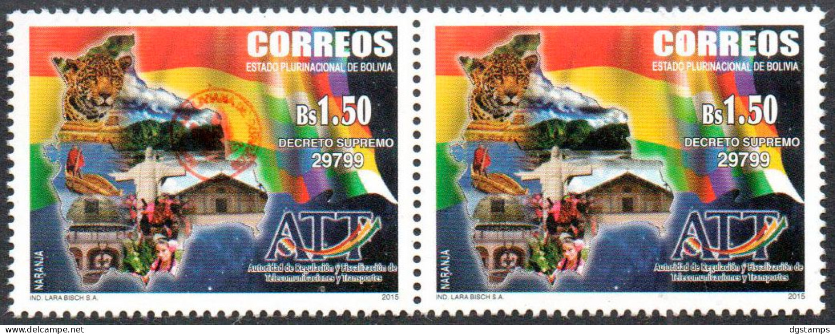 Bolivia 2018 **CEFIBOL 2307b (2015, #2272). Bolivian Postal Agency Enabled.Telecommunications &Transportation Regulation - Bolivia