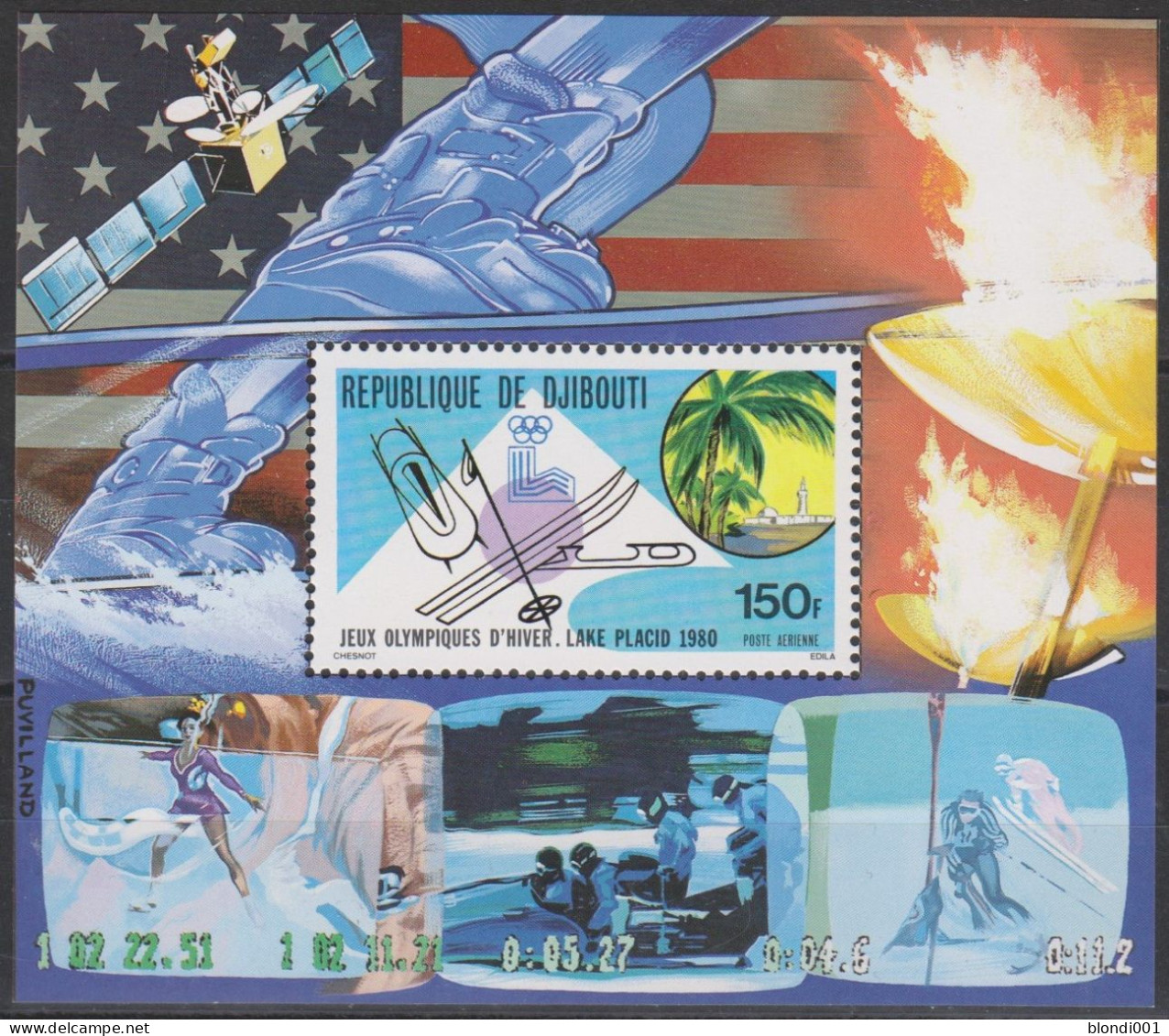 Olympics 1980 - Ski - SPACE - DJIBOUTI - S/S Perf. MNH - Hiver 1980: Lake Placid