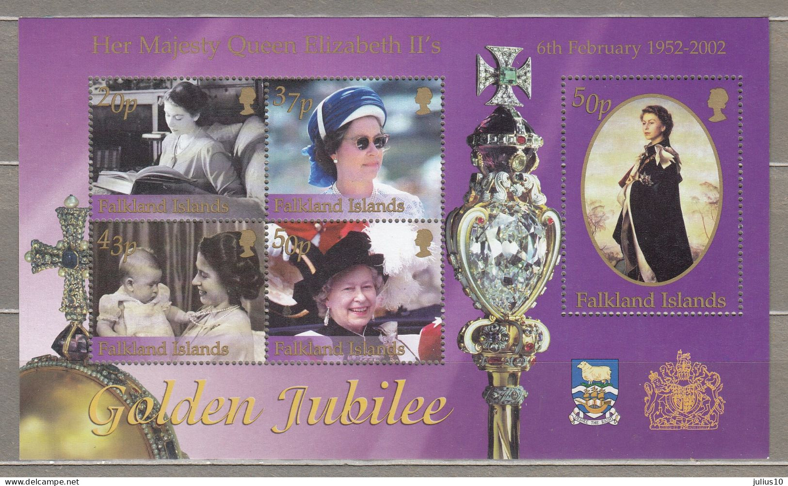 FALKLAND ISLANDS 2002 QEII Golden Jubilee MNH(**) Mi Bl 28 #33819 - Falkland