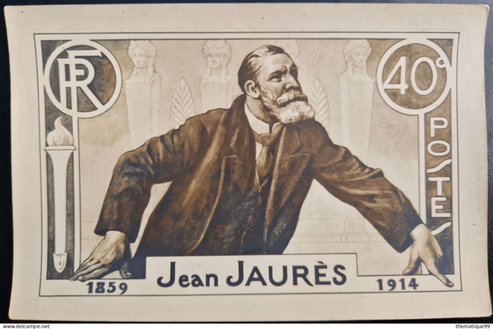 Epreuve Photo De La Maquette Originale De OUVRE, Type Adopté (yv 318 - 1936) : Jean JAURES - Covers & Documents