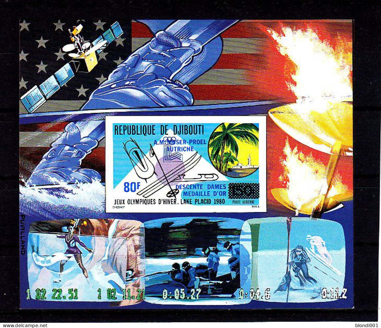 Olympics 1980 - Ski - SPACE - DJIBOUTI - S/S Blue Ovp MNH - Inverno1980: Lake Placid