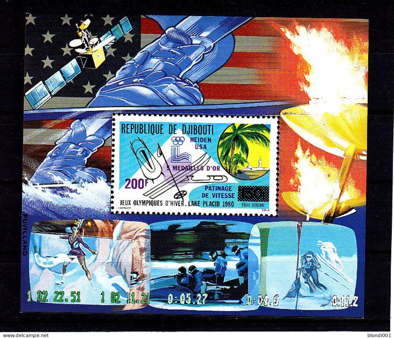 Olympics 1980 - Ski - SPACE - DJIBOUTI - S/S Purple Ovp MNH - Invierno 1980: Lake Placid