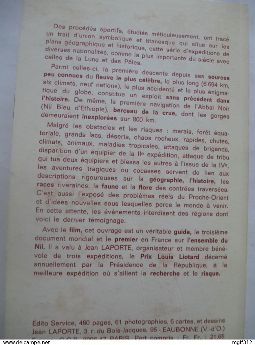 ÉGYPTE 1ère DESCENTE Du NIL De Jean LAPORTE - Livre Dédicacés En 1972 - Voir Les Scans - Libri Con Dedica