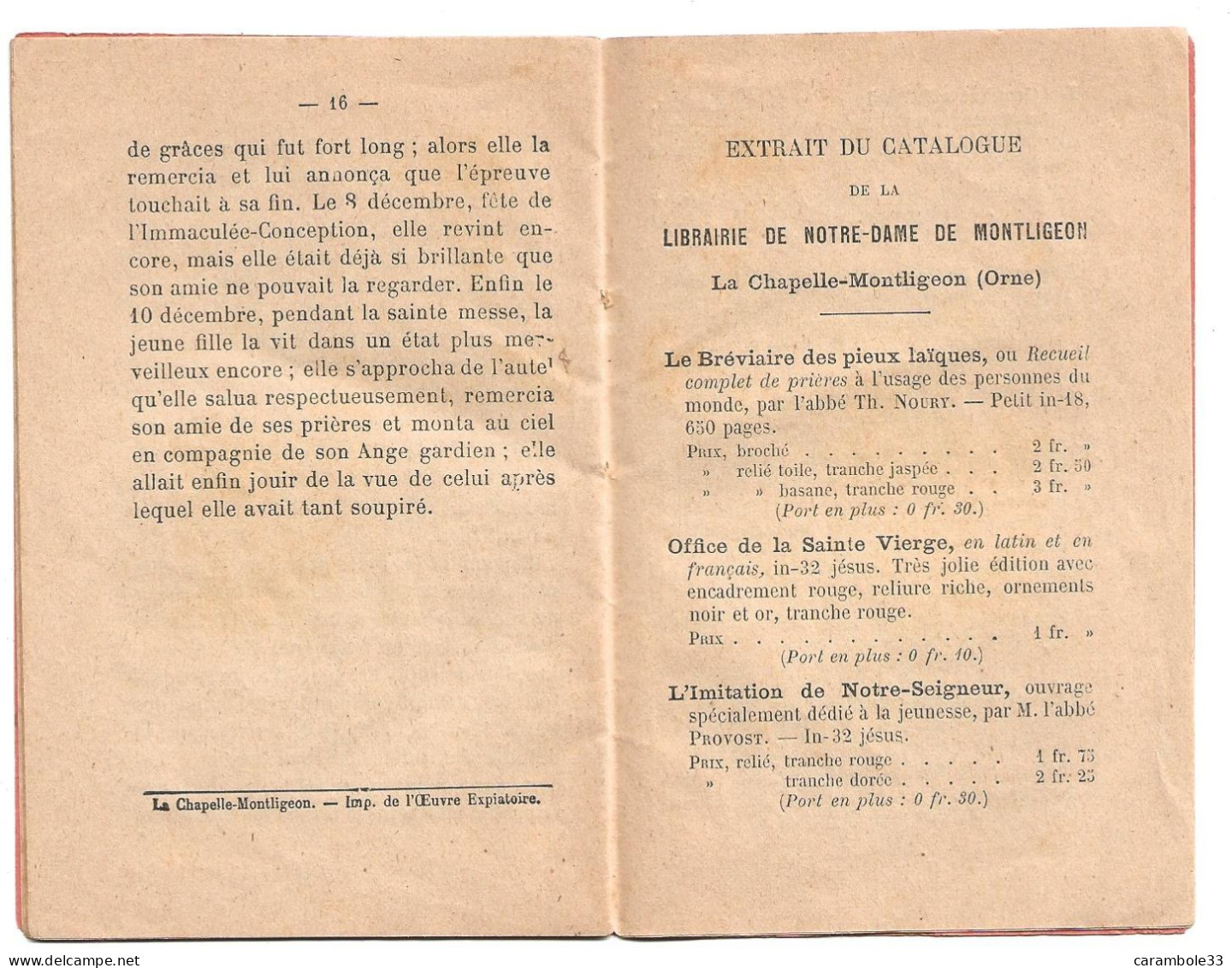 L'AME D'UN PERE   La Chapelle-Montligeon  ORNE  1900   EXTRAIT DU BULLETIN Juillet 1880  (1447) - Programmes