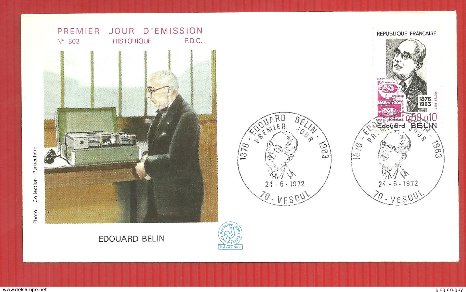 FDC EDOUARD BELIN VESOUL 24 6 1972 - 1970-1979