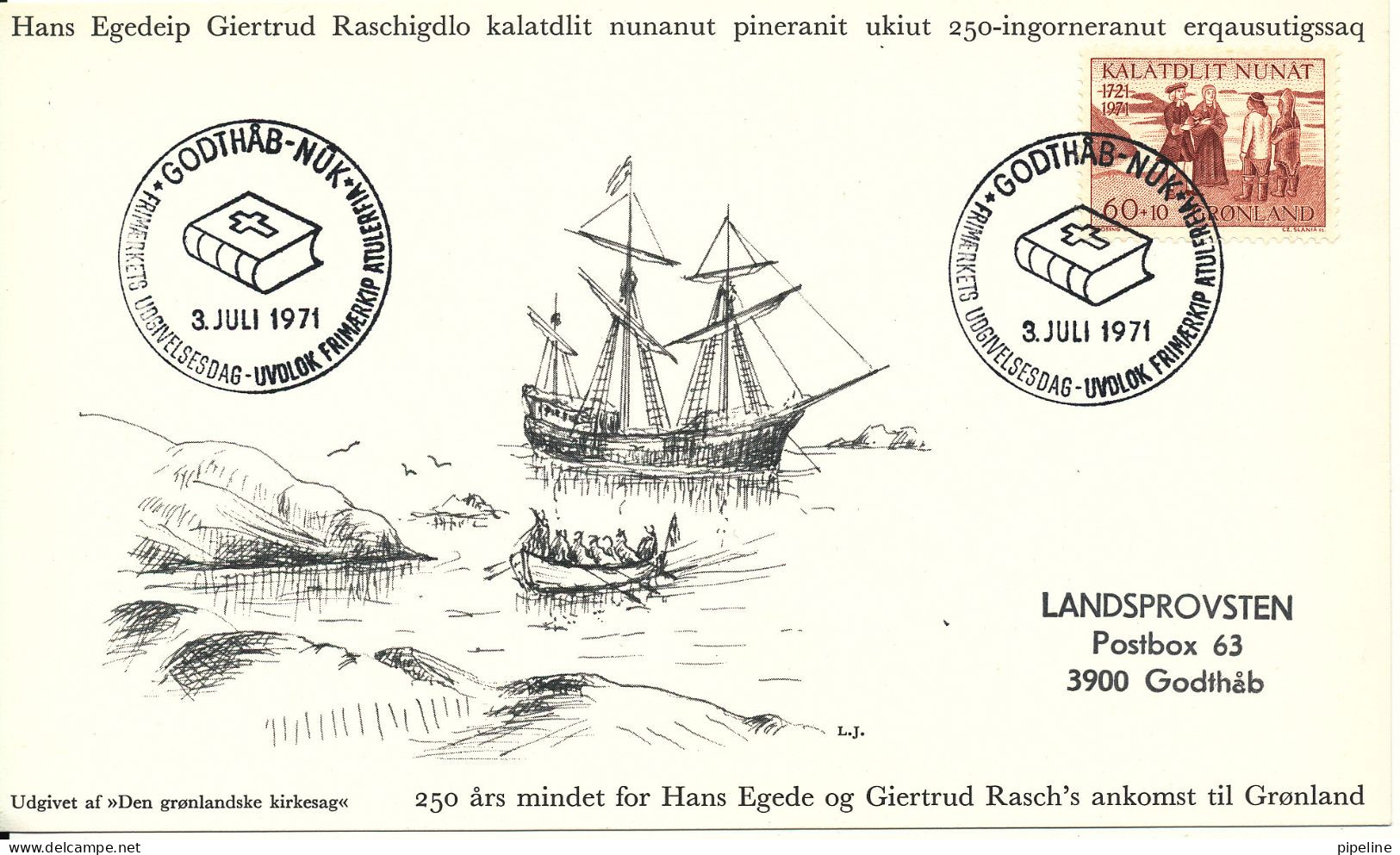 Greenland FDC 3-7-1971 Hans Egede And Gertrud Rask Arrival In Greenland Nice Card - FDC