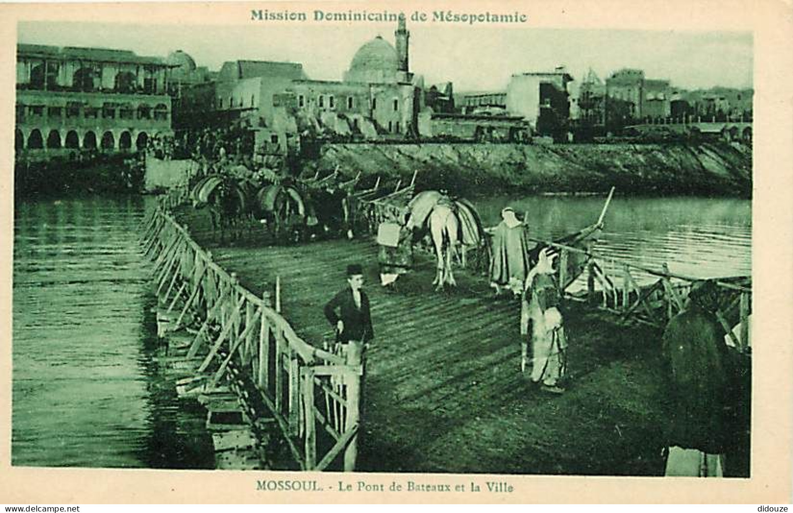 Irak - Mossoul - Mission Dominicaine De Mésopotamie - Le Pont De Bateaux Et La Ville - Animée - CPA - Voir Scans Recto-V - Irak