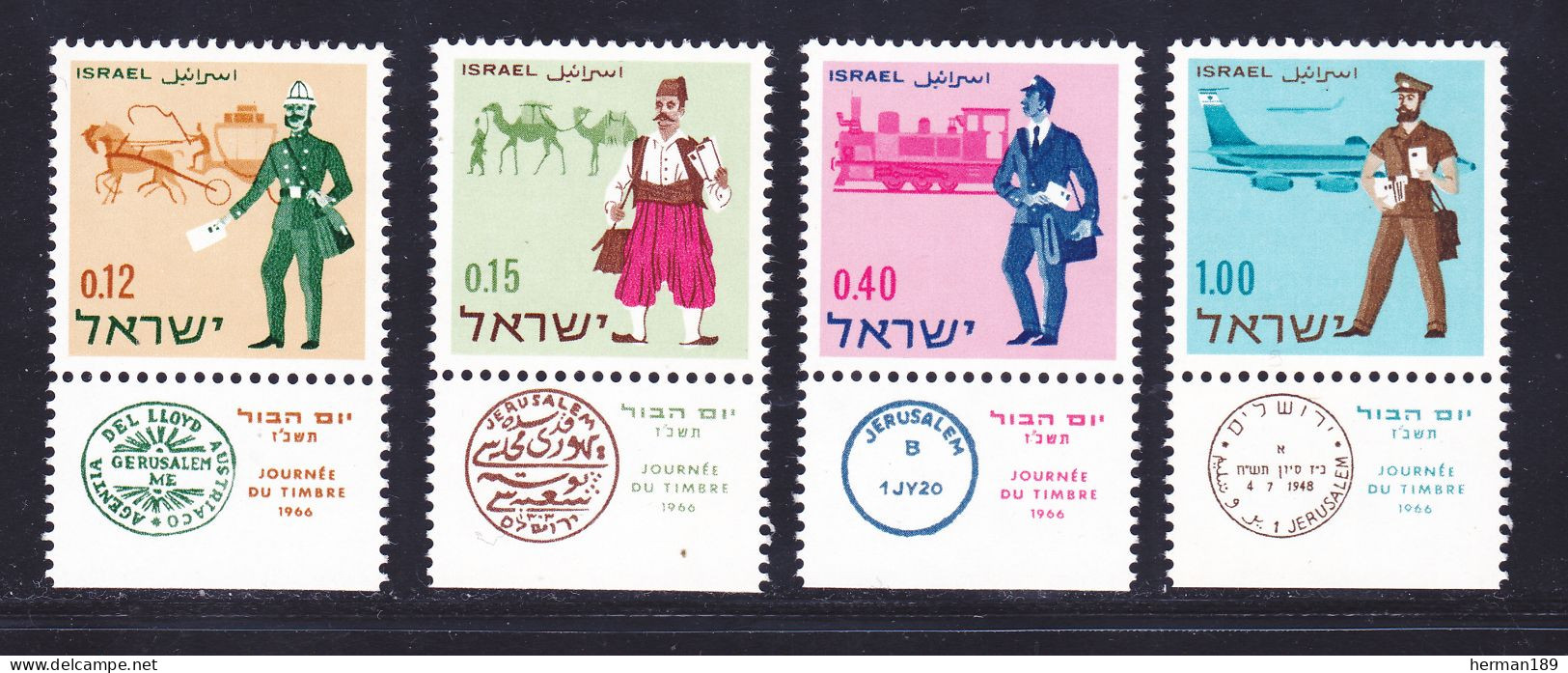 ISRAEL N°  326 à 329 ** MNH Neufs Sans Charnière, TB (D7383) Journée Du Timbre - 1966 - Neufs (avec Tabs)