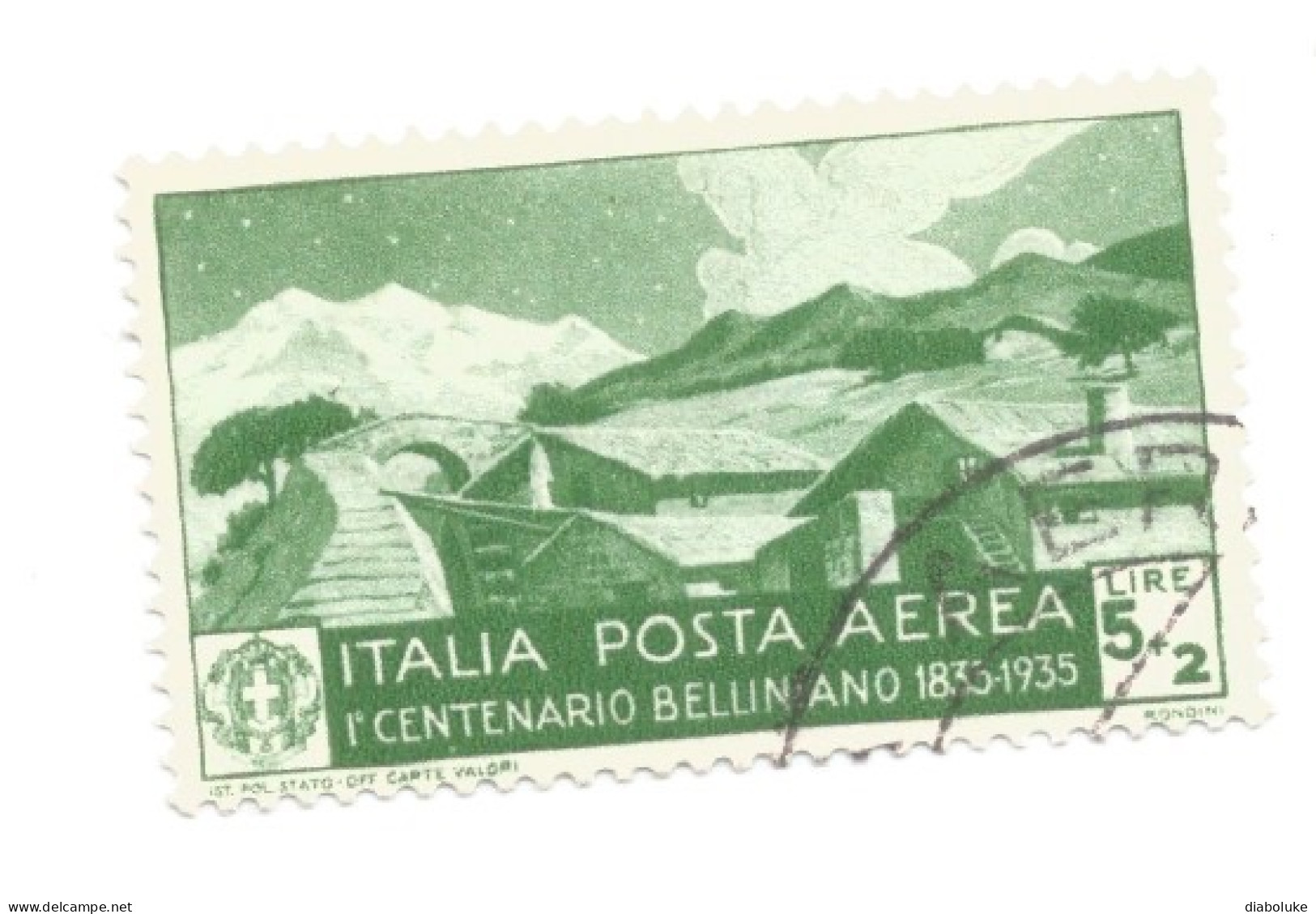 (REGNO D'ITALIA) 1933, MORTE DI VINCENZO BELLINI - Serie Di 5 Francobolli Usati, Annulli Da Periziare - Posta Aerea