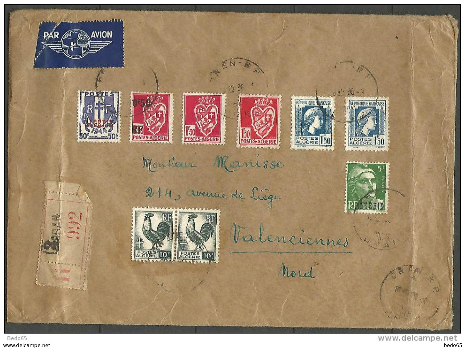 ALGERIE ENVELOPPE RECOMMANDER AN 1946 - Lettres & Documents