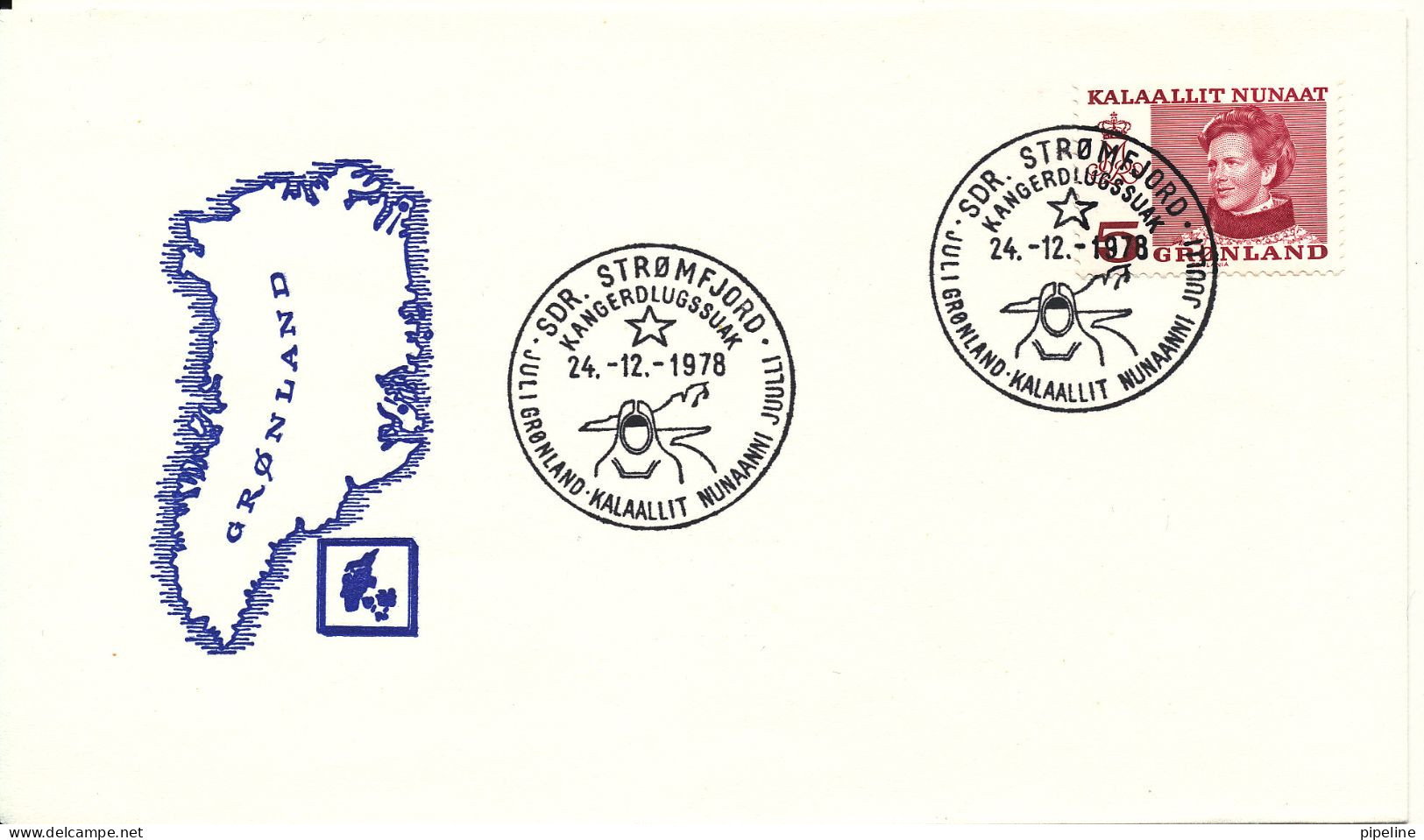 Greenland Cover With Special Christmas Postmark Sdr. Strömfjord 24-12-1978 - Cartas & Documentos