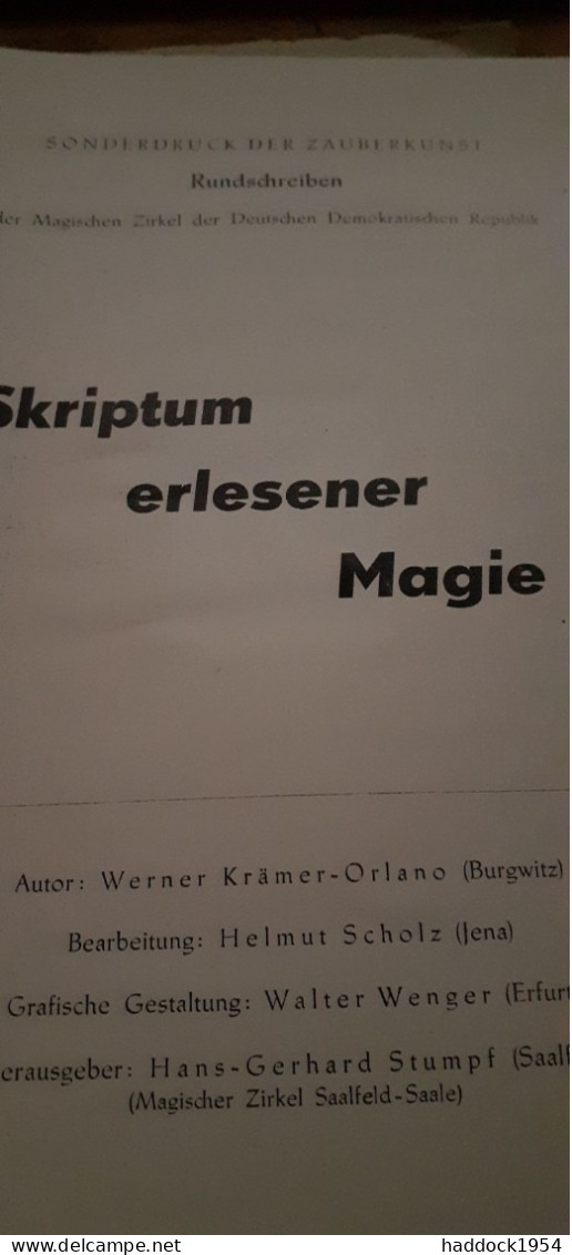 Skriptum Erlesener Magie WERNER KRAMER ORLANO 1956 - Altri & Non Classificati