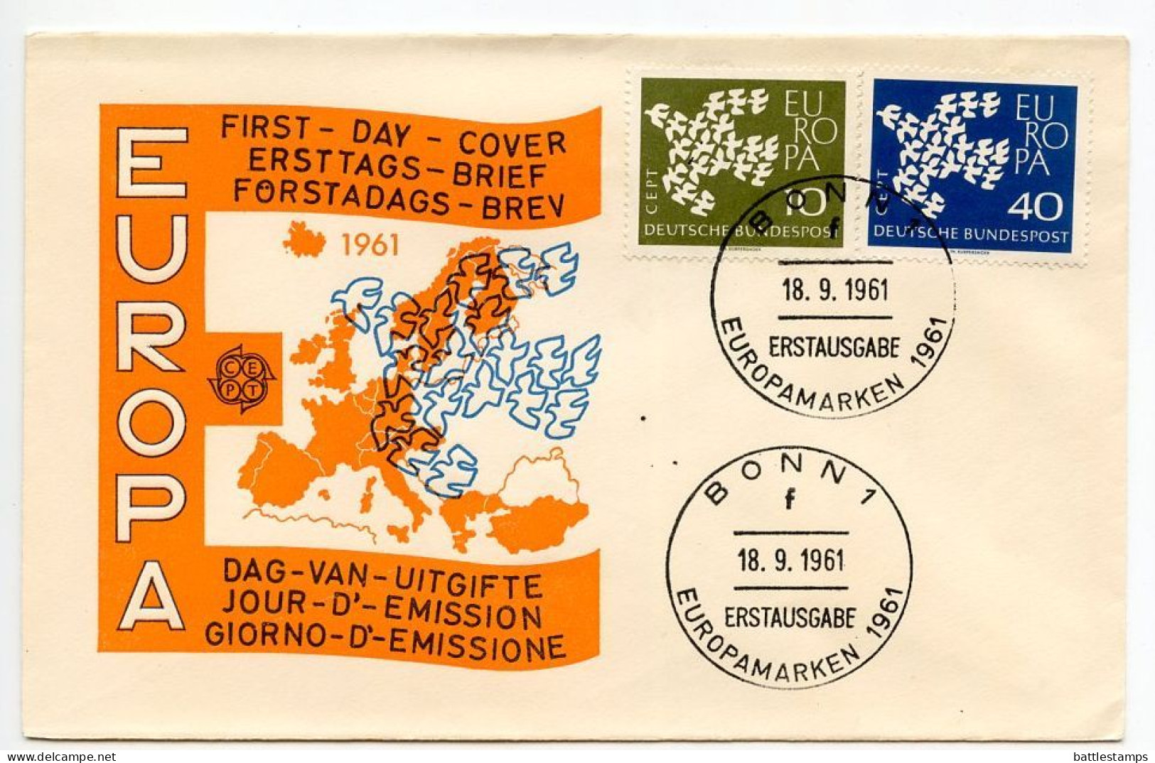 Germany, West 1961 FDC Scott 844-845 Europa - 1961-1970