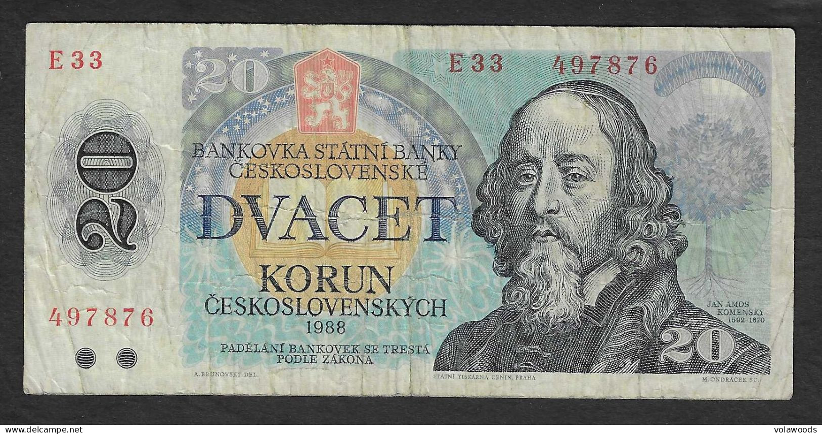 Cecoslovacchia - Banconota Circolata Da 20 Corone P-95a - 1988 #19 - Czechoslovakia