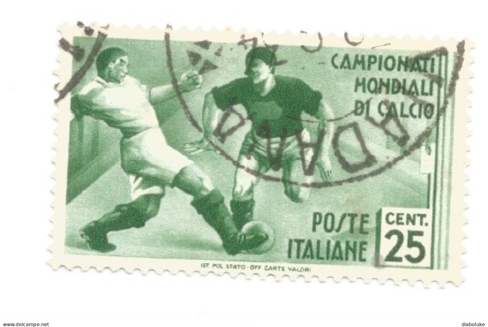 (REGNO D'ITALIA) 1934, CAMPIONATO MONDIALE DI CALCIO 25c - 1 Francobollo Usato, Annullo A Cerchio In Corso Di Validità - Oblitérés