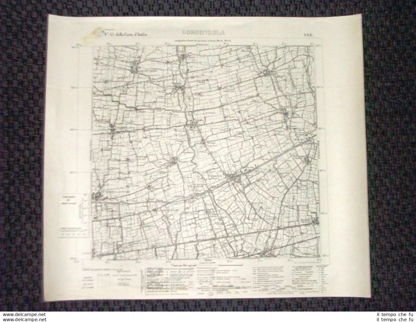 Grande Carta Topografica Gorgonzola Milano Lombardia Dettagliatissima I.G.M. - Carte Geographique