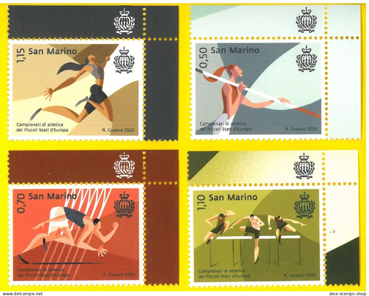 SAN MARINO 2020 Francobolli CAMPIONATI ATLETICA SPORT Serie 4 Valori - New Set - Unused Stamps