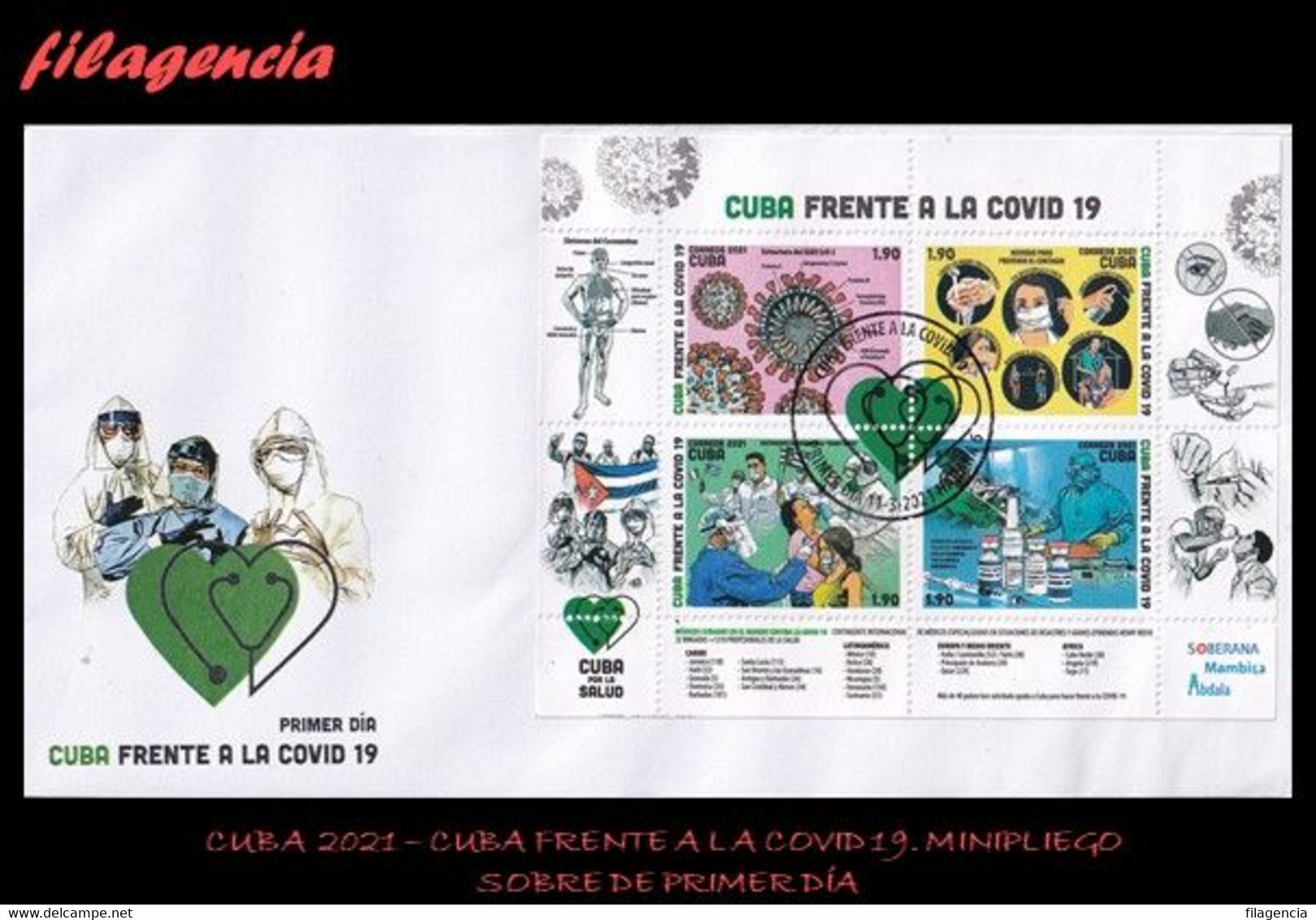 AMERICA. CUBA SPD-FDC. 2021 CUBA FRENTE A LA COVID-19. HOJA BLOQUE - FDC