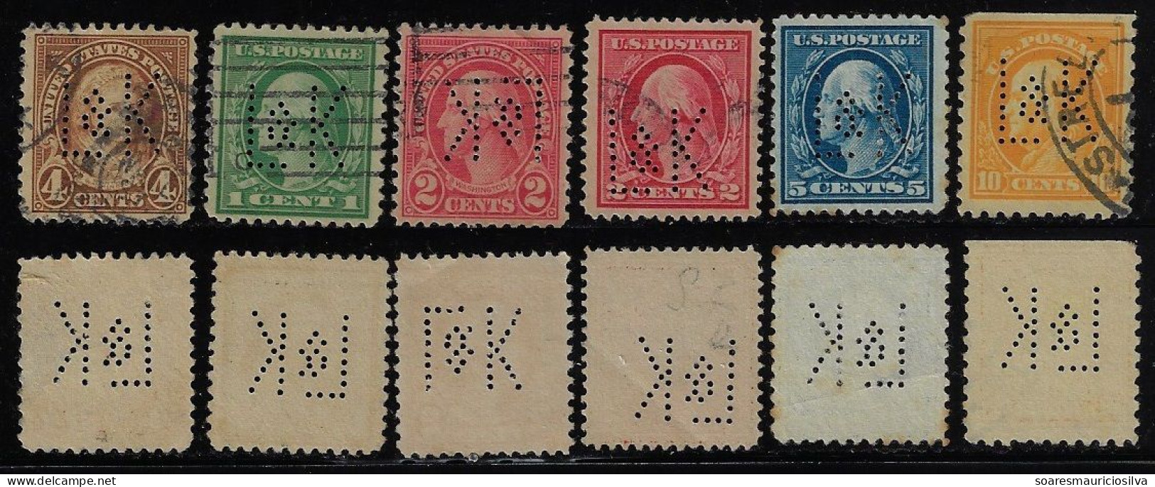 USA United States 1908/1940 6 Stamp With Perfin L&K By Lanman & Kemp From New York Lochung Perfore - Perfin