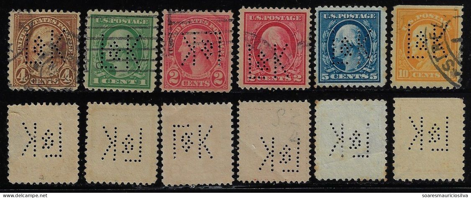 USA United States 1908/1940 6 Stamp With Perfin L&K By Lanman & Kemp From New York Lochung Perfore - Perforados