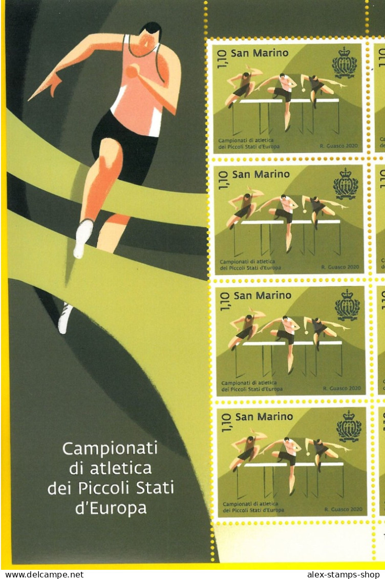 SAN MARINO 2020 N.4 BANDELLE CAMPIONATI ATLETICA + 4 Valori Nuovi - New - Blocks & Sheetlets