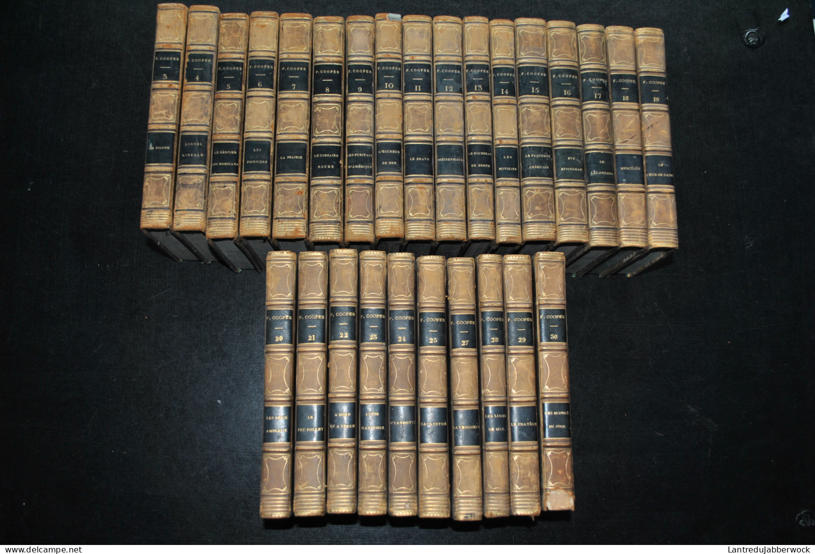 Oeuvres De James Fenimore Cooper Traduction DEFAUCONPRET 1830 - 1852 - INCOMPLET 27/30 VOLUMES Reliures Cuir - 1801-1900