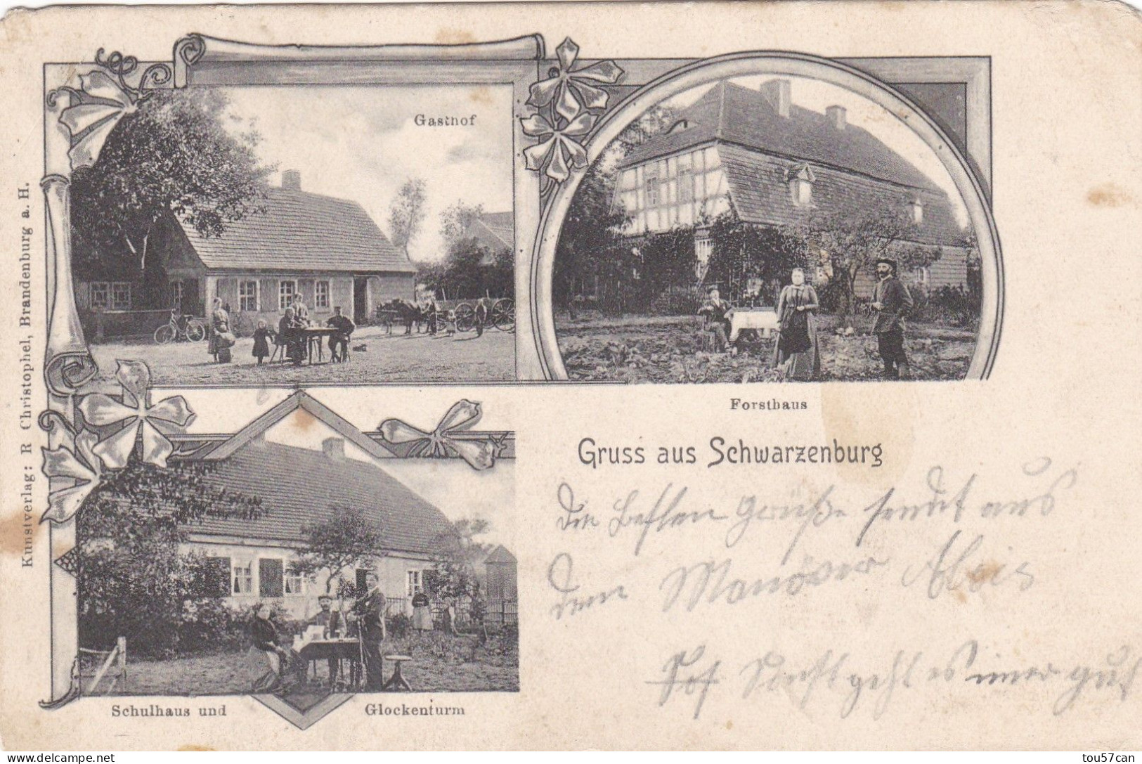 SCHWARZENBURG  -  BE  -  BERN  -  SCHWEIZ  -  BELEBTE MEHRBILSER ANSICHTKARTE  -  1907  -  GRÜSS AUS SCHWARZENBURG. - Schwarzenburg