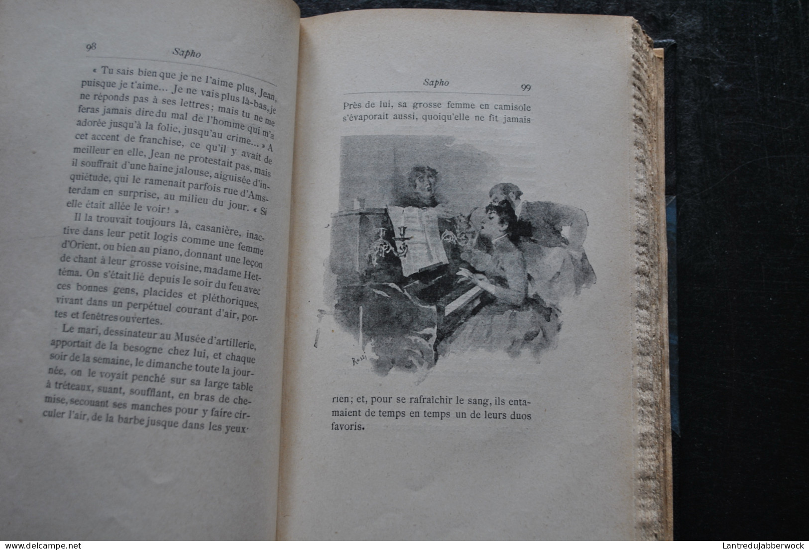 Alphonse DAUDET SAPHO Moeurs parisiennes Illustrations de Rossi Myrbach Ernest Flammarion sd Erotique Reliure cuir