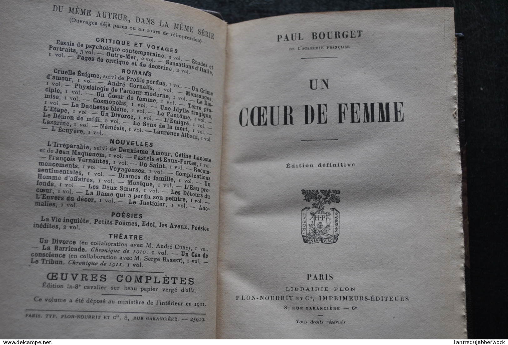 Paul BOURGET Un Coeur De Femme Edition Définitive Plon-Nourrit Sd Reliure Dos Et Coins Cuir - 1801-1900