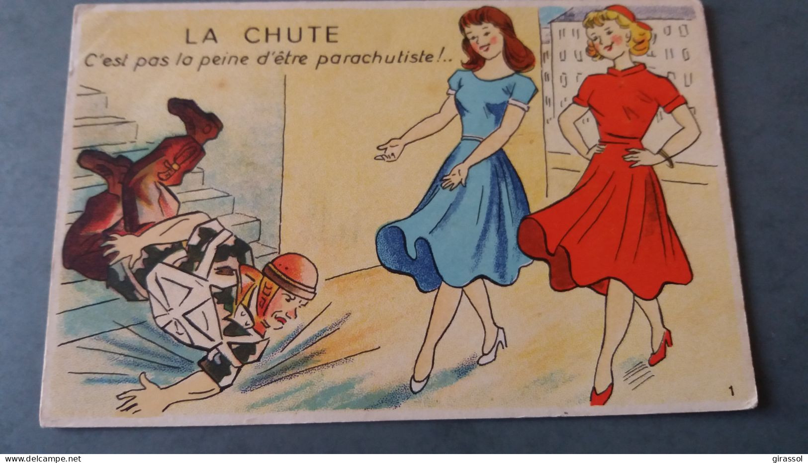 CPSM LA CHUTE C EST PAS LA PEINE D ETRE PARACHUTISTE HUMOUR DESSIN 2 JEUNES FEMMES ED A P F - Fallschirmspringen