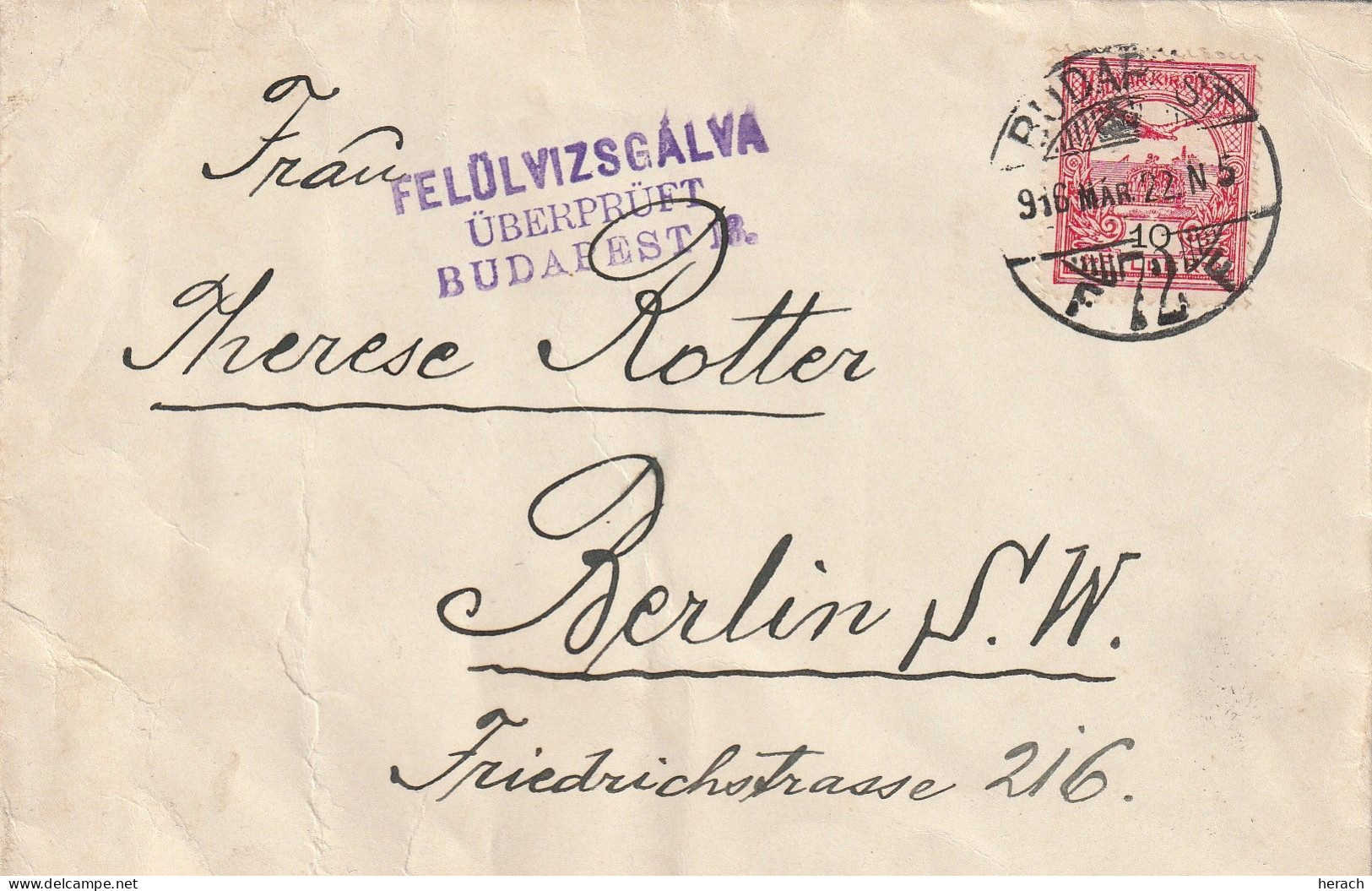 Hongrie Lettre Censurée Pour L'Allemagne 1916 - Briefe U. Dokumente