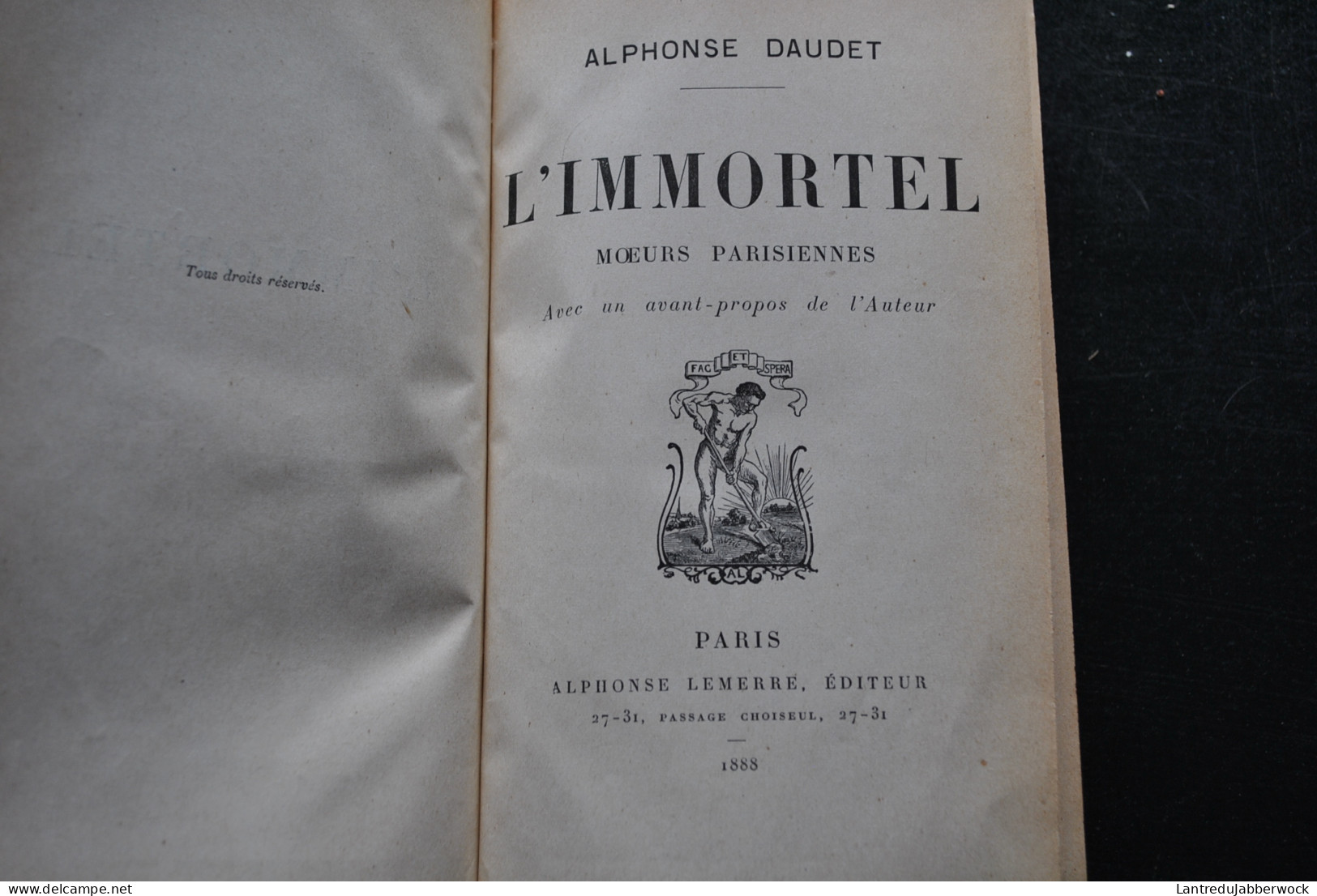 Alphonse DAUDET L'immortel Moeurs Parisiennes Alphonse LEMERRE 1888 Reliure Dos Cuir - 1801-1900