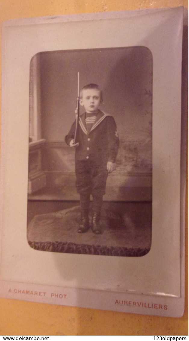 PHOTO CHAMARET AUBERVILLIERS ENFANT UNIFORME FUSIL - Krieg, Militär