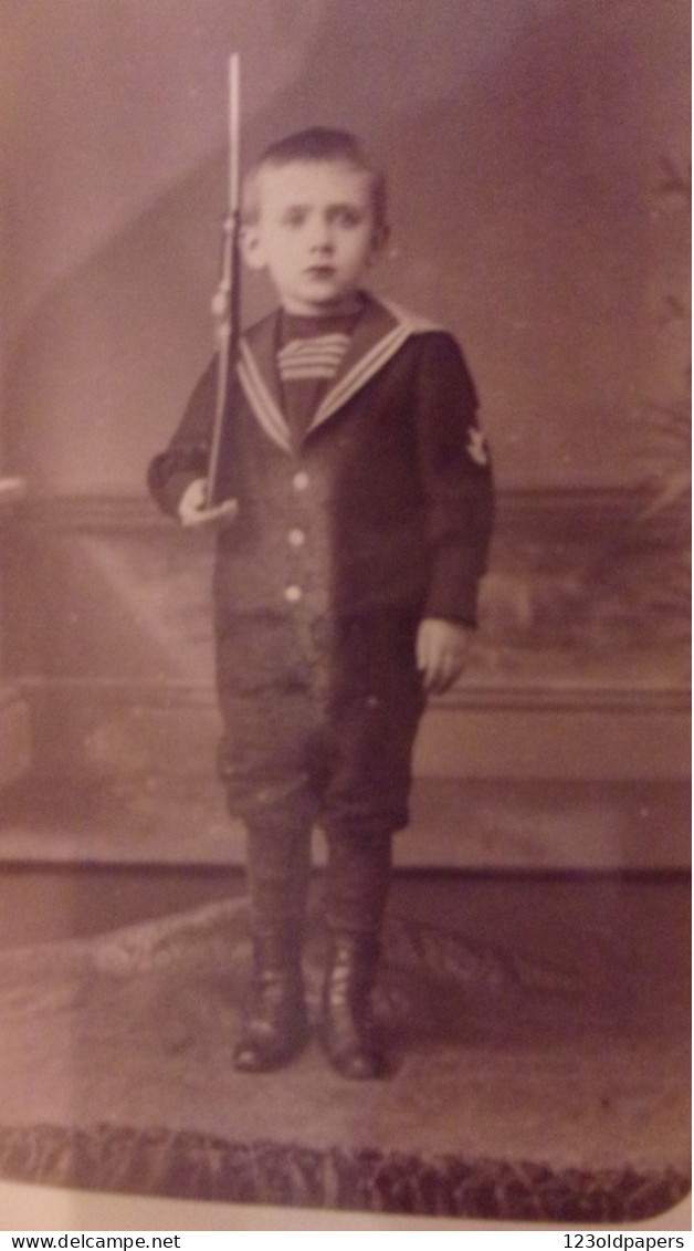 PHOTO CHAMARET AUBERVILLIERS ENFANT UNIFORME FUSIL - Krieg, Militär