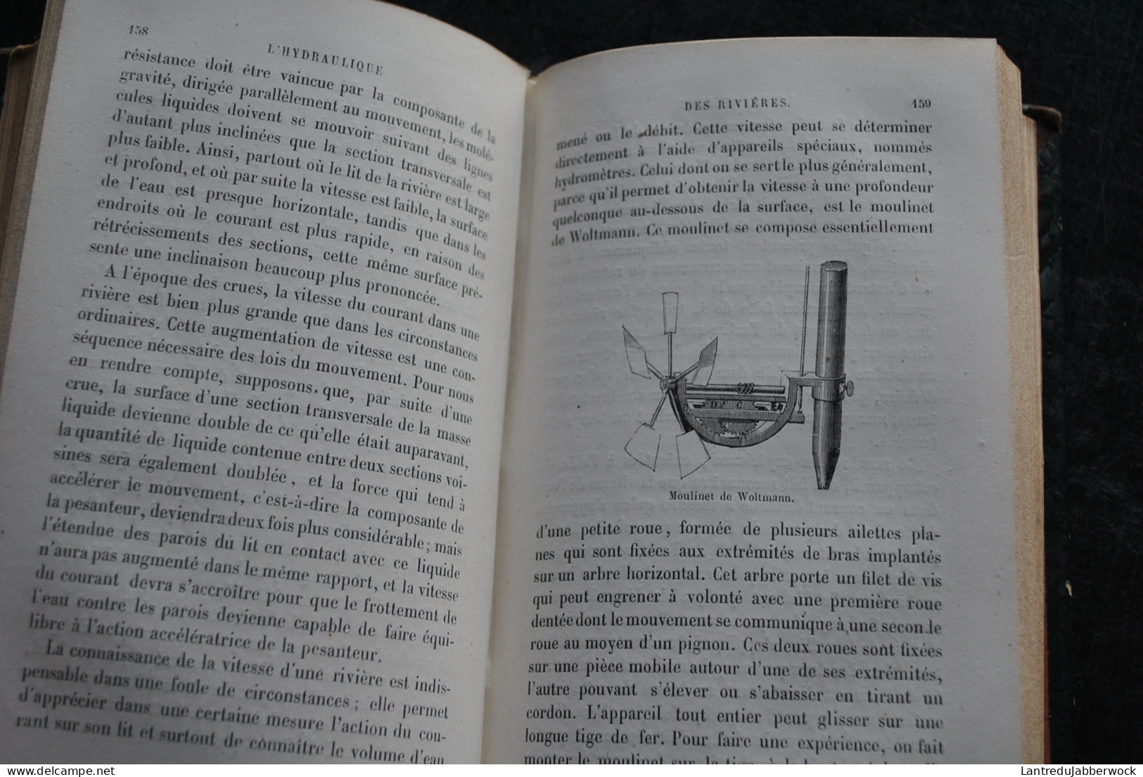 MARZY L'hydraulique Librairie Hachette 1868 Bibliothèque des merveilles Gravures de JAHANDIER Reliure dos en cuir